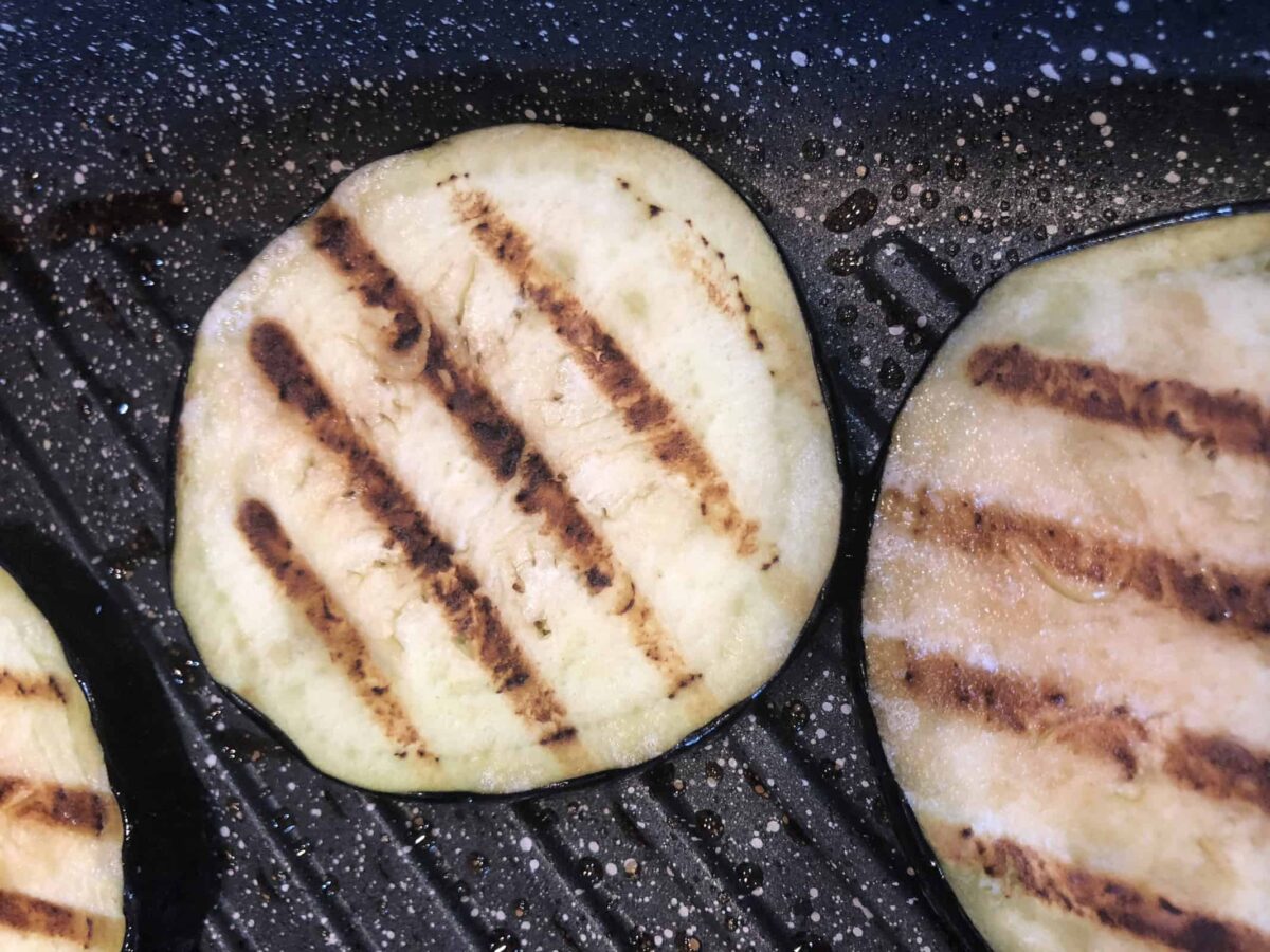 Grilling the Eggplant on an indoor grill