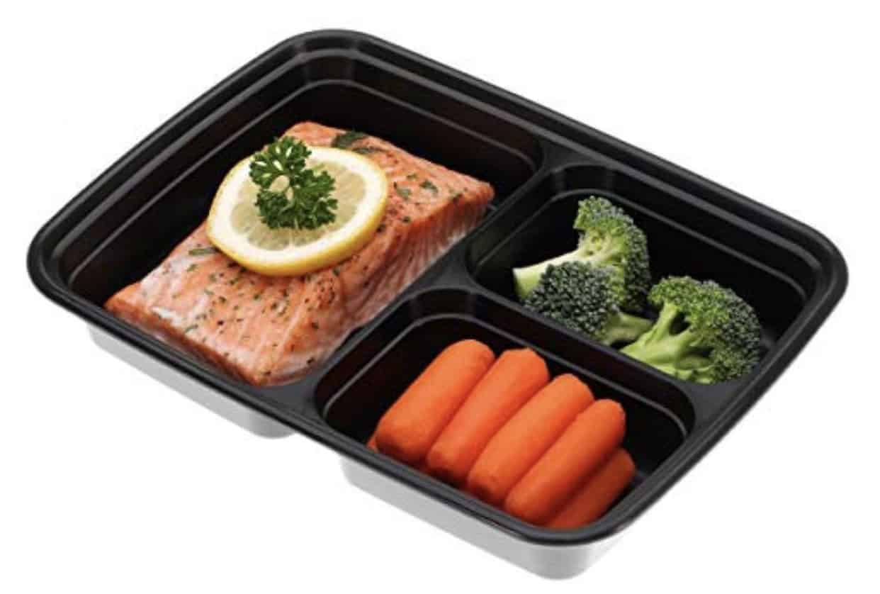 Meal Prep lunch box lid microwavable deli container salad black plastic tray x20