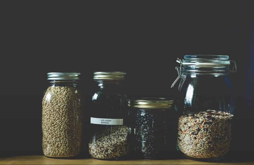 Tri Color Quinoa in glass mason jars