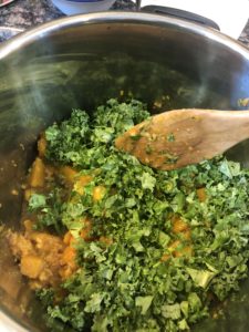 adding kale to the Instant Pot