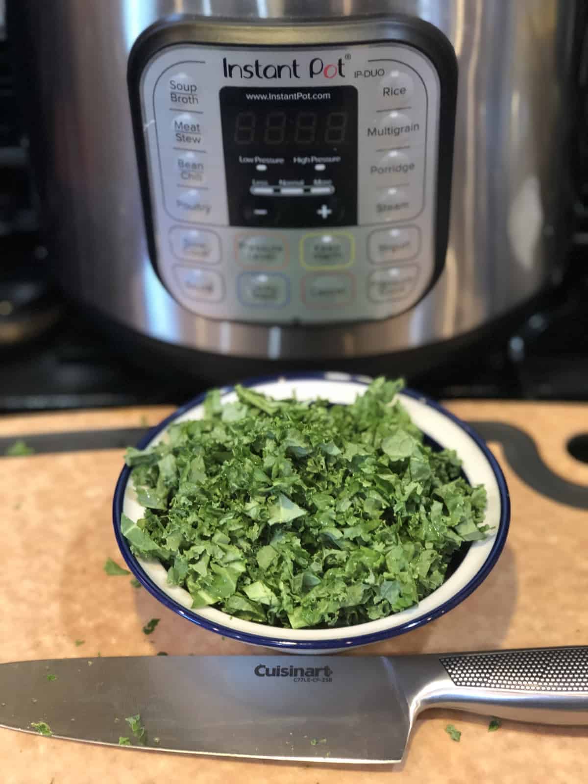 The Instant Pot and a bowl of Kale