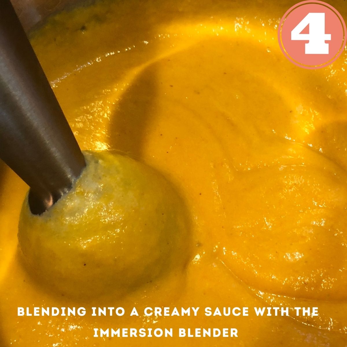Immersion Blender making a creamy Mac and cheese sauce