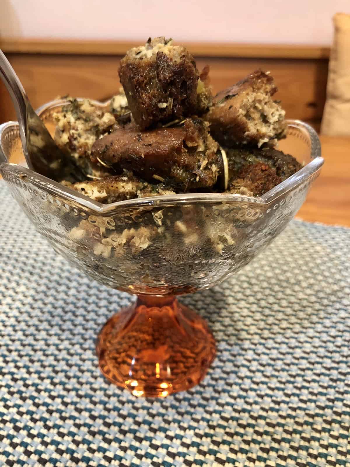 a bowl of low carb keto stuffing