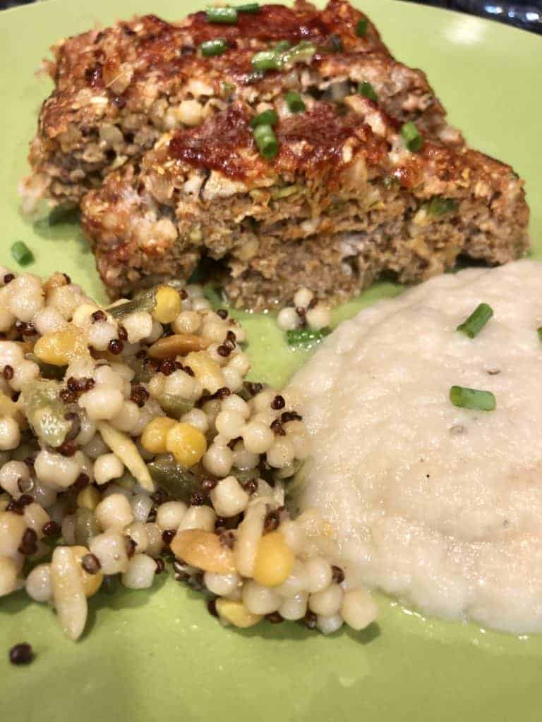 Meatloaf Quinoa and Cauliflower Mashed Potatoes