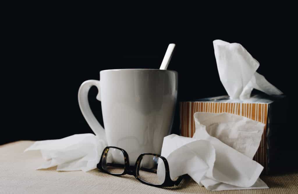 Tea and tissues and glasses
