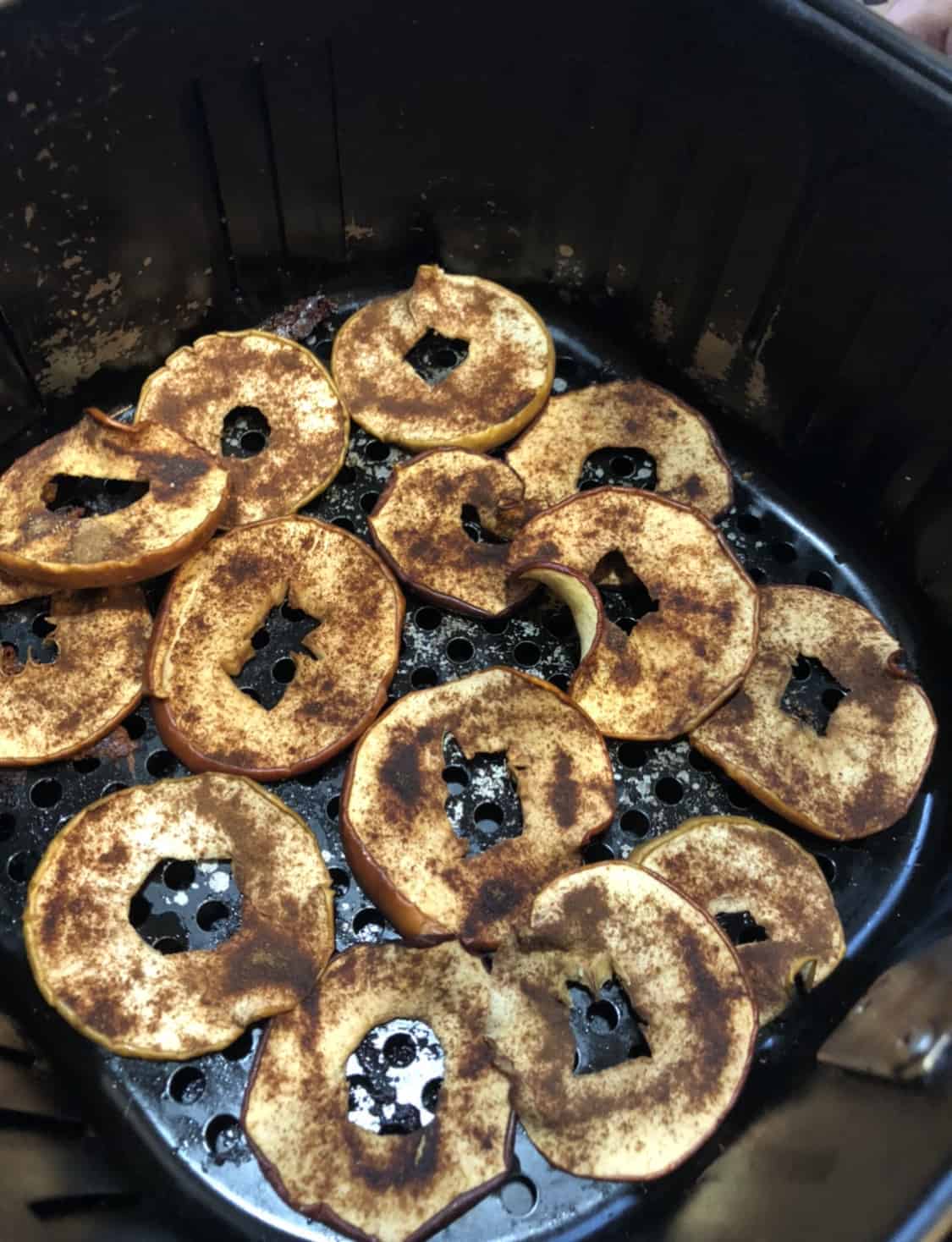 Baking Apple Chips in the Air Fryer basket