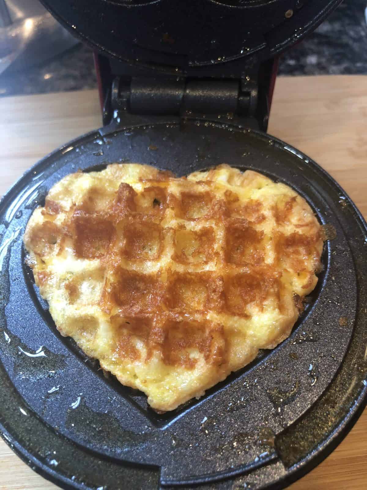 Heart Shaped Chaffle in a mini DASH waffle maker