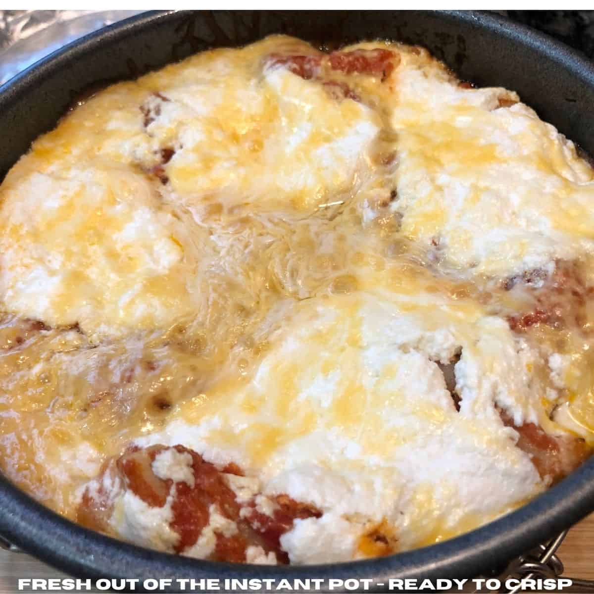Weight Watchers Instant Pot Lasagna cooked in a round pan