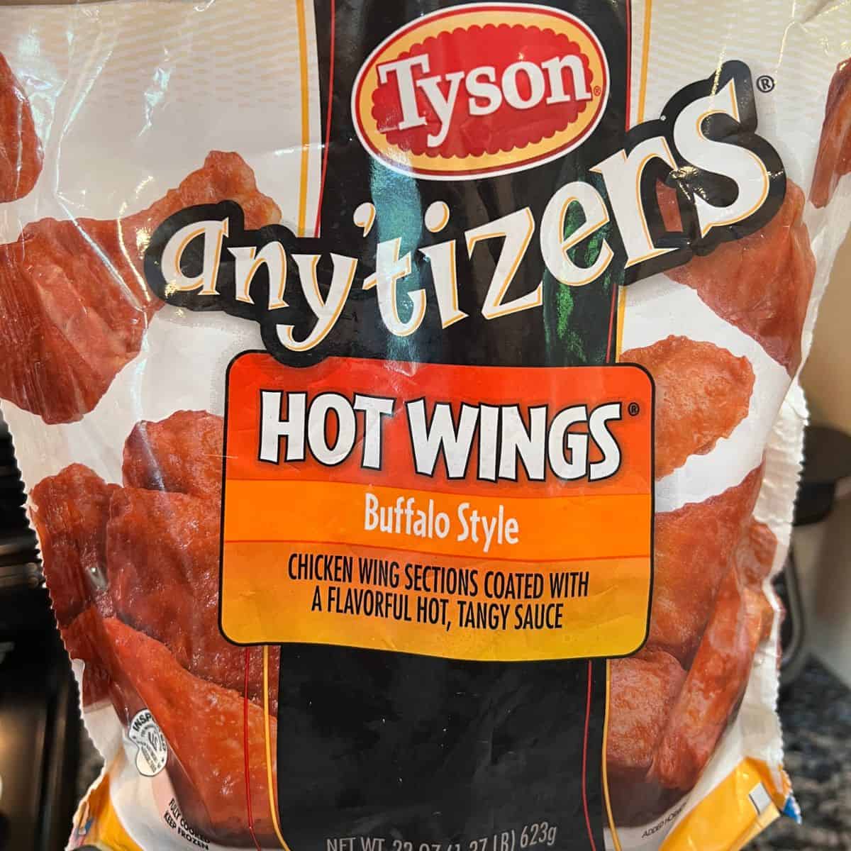 A bag a Tyson frozen anytime buffalo hot wings