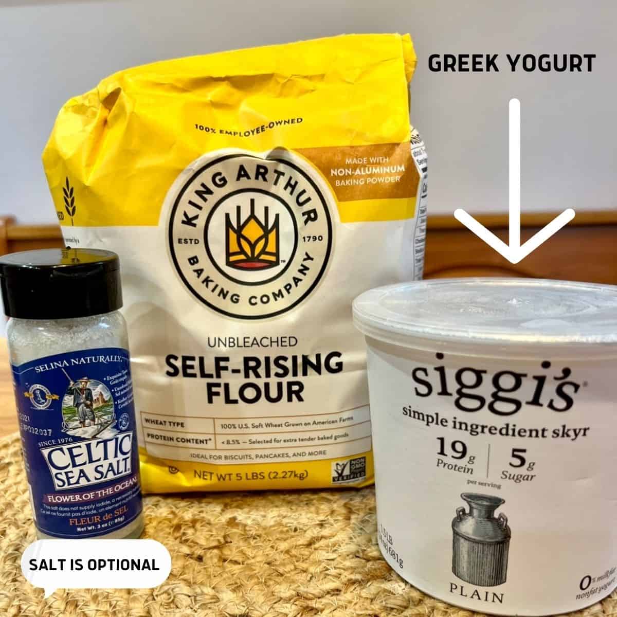 Naan bread ingredients sea salt self rising flour and greek yogurt