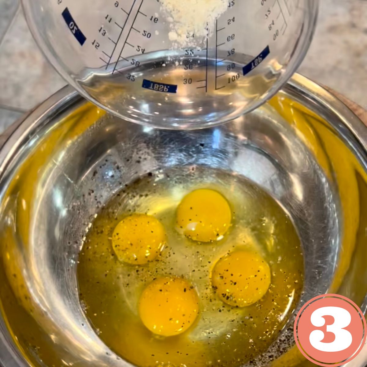 eggs in a stainless steel bowl