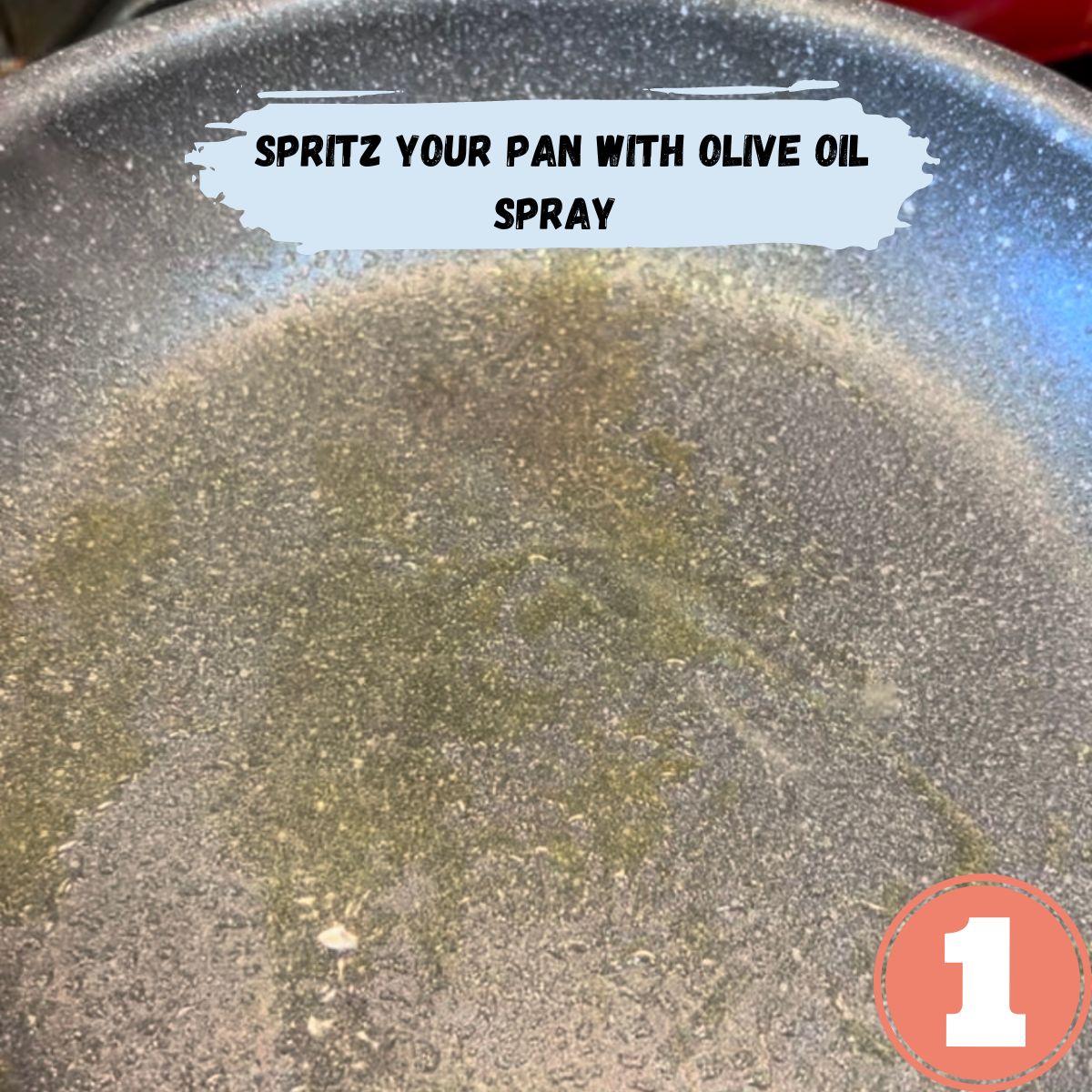 A non stick frying pan with olive oil