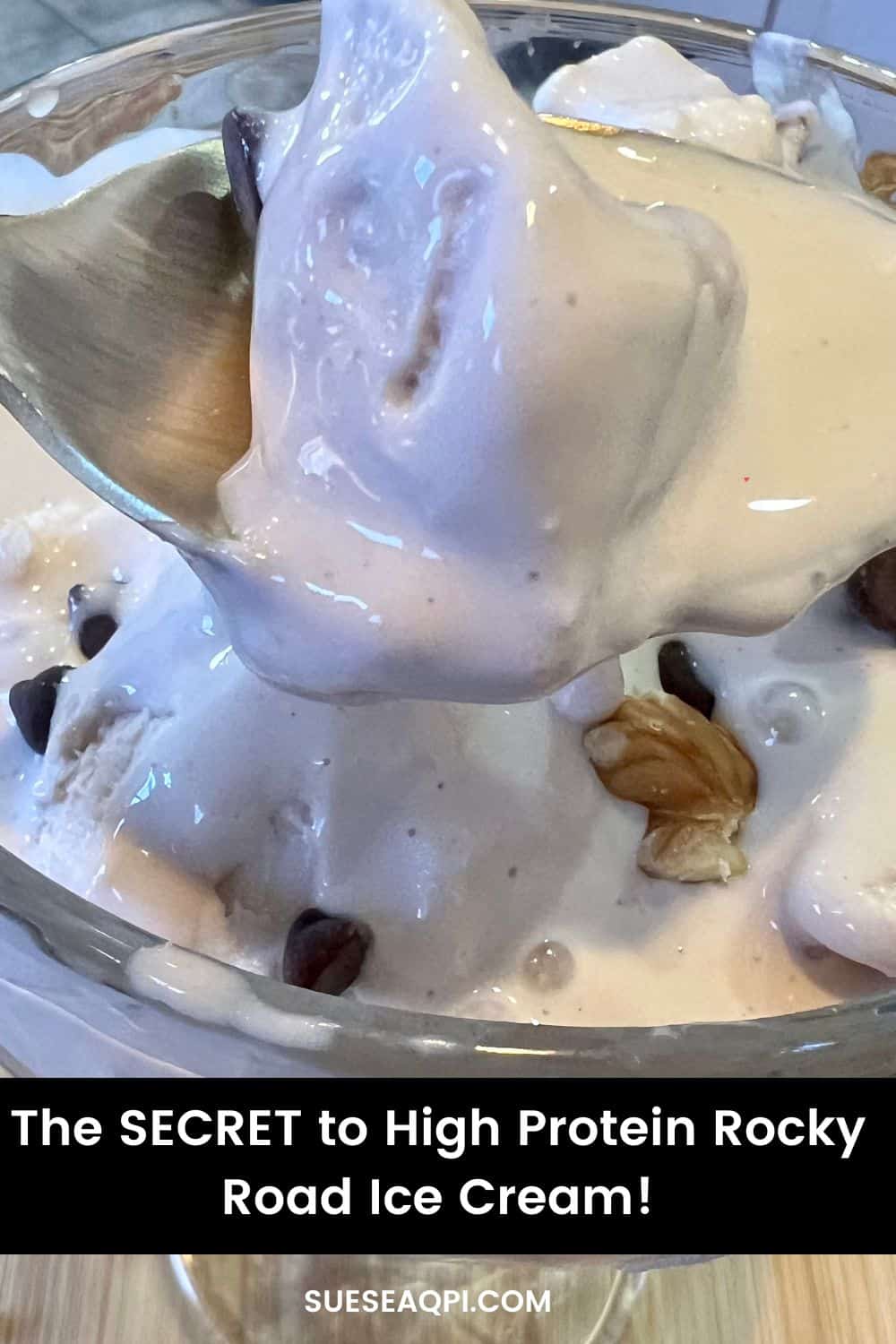 High Protein Rocky Road Ice cream with cottage cheese