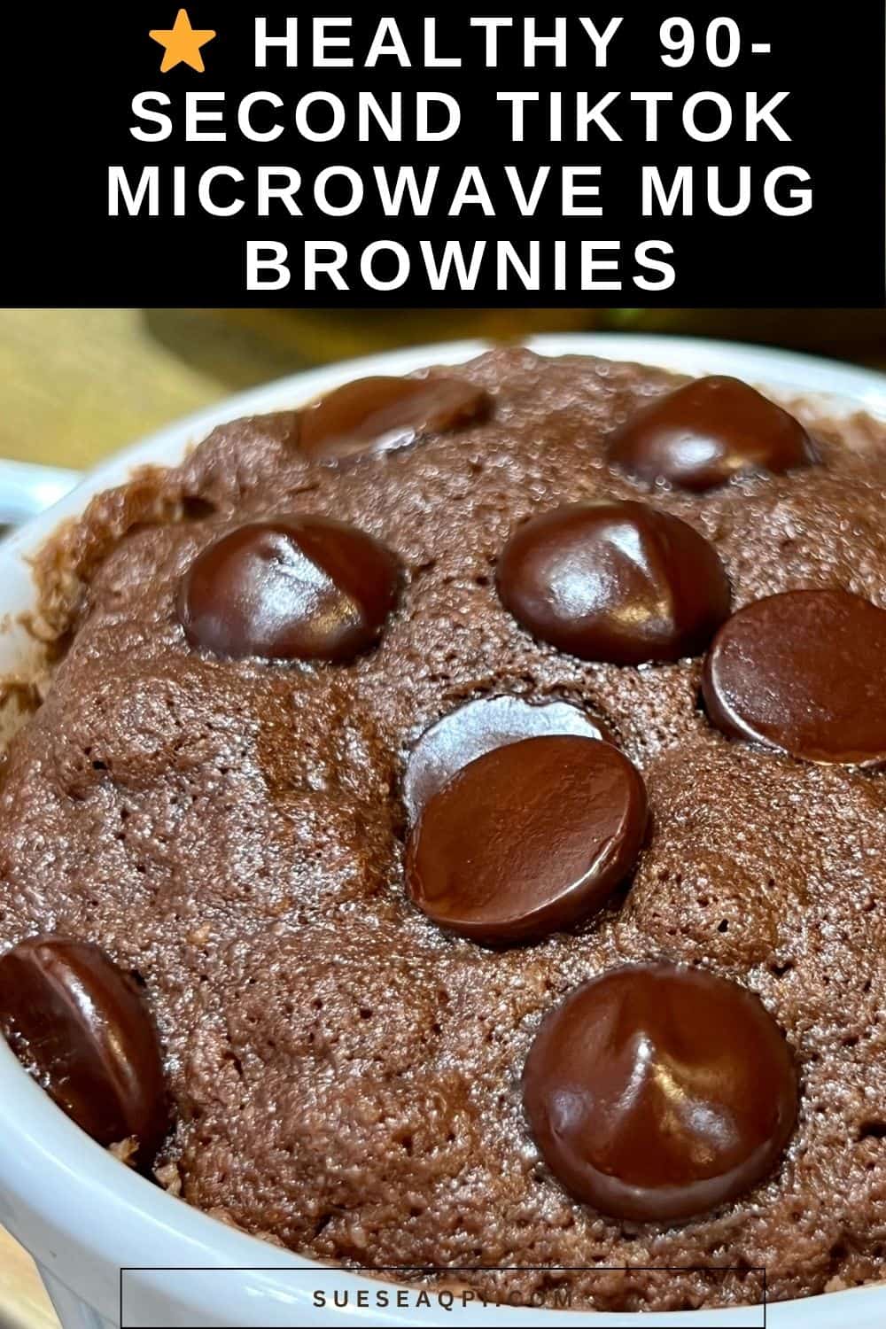 Healthy chocolate chip mug brownie