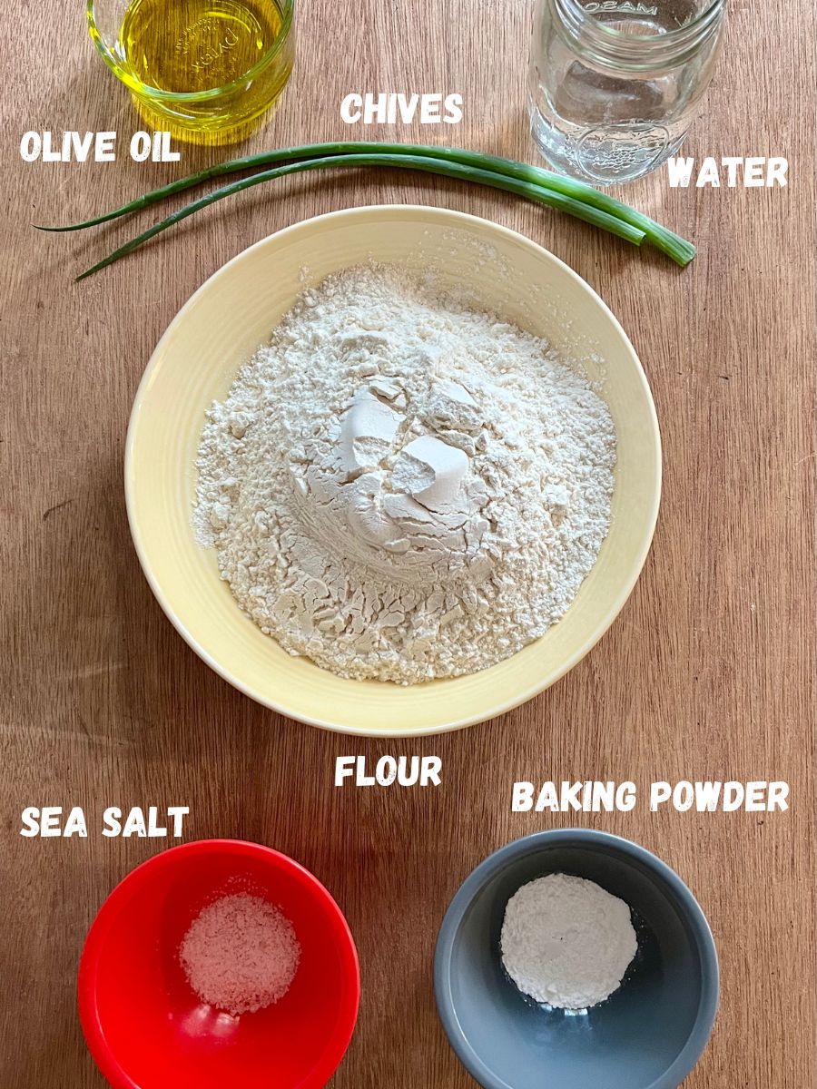 Vegan tortilla ingredients olive oil water flour salt and baking powder