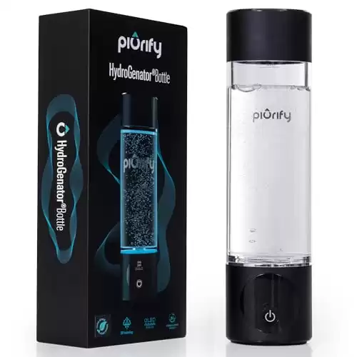 Hydrogen Water Bottle - Black. Food Grade Body Tumbler; SPE/pem Technology, Generates Real 3000ppb Pure Hydrogen Rich Concentration. Dupont Membrane, Purification Vent, OLED Display.
