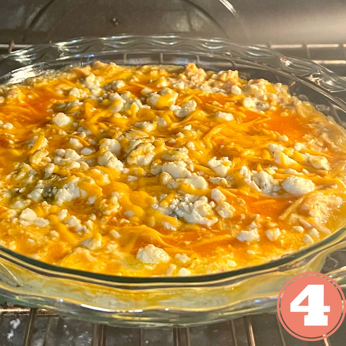 Baked Buffalo Chicken Dip in the oven