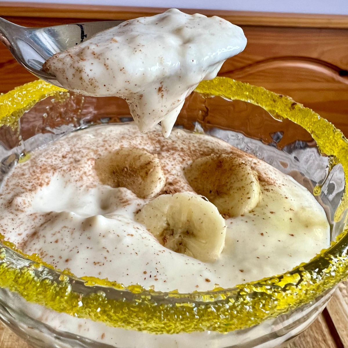 A spoonful of Weight Watcher's Banana Protein Pudding