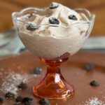 WW Chocolate fluff mousse in a glass with chocolate chips