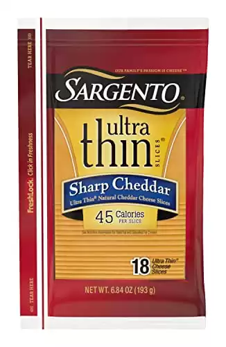 Sargento Sharp Natural Cheddar Cheese Ultra Thin Slices, 18 slices