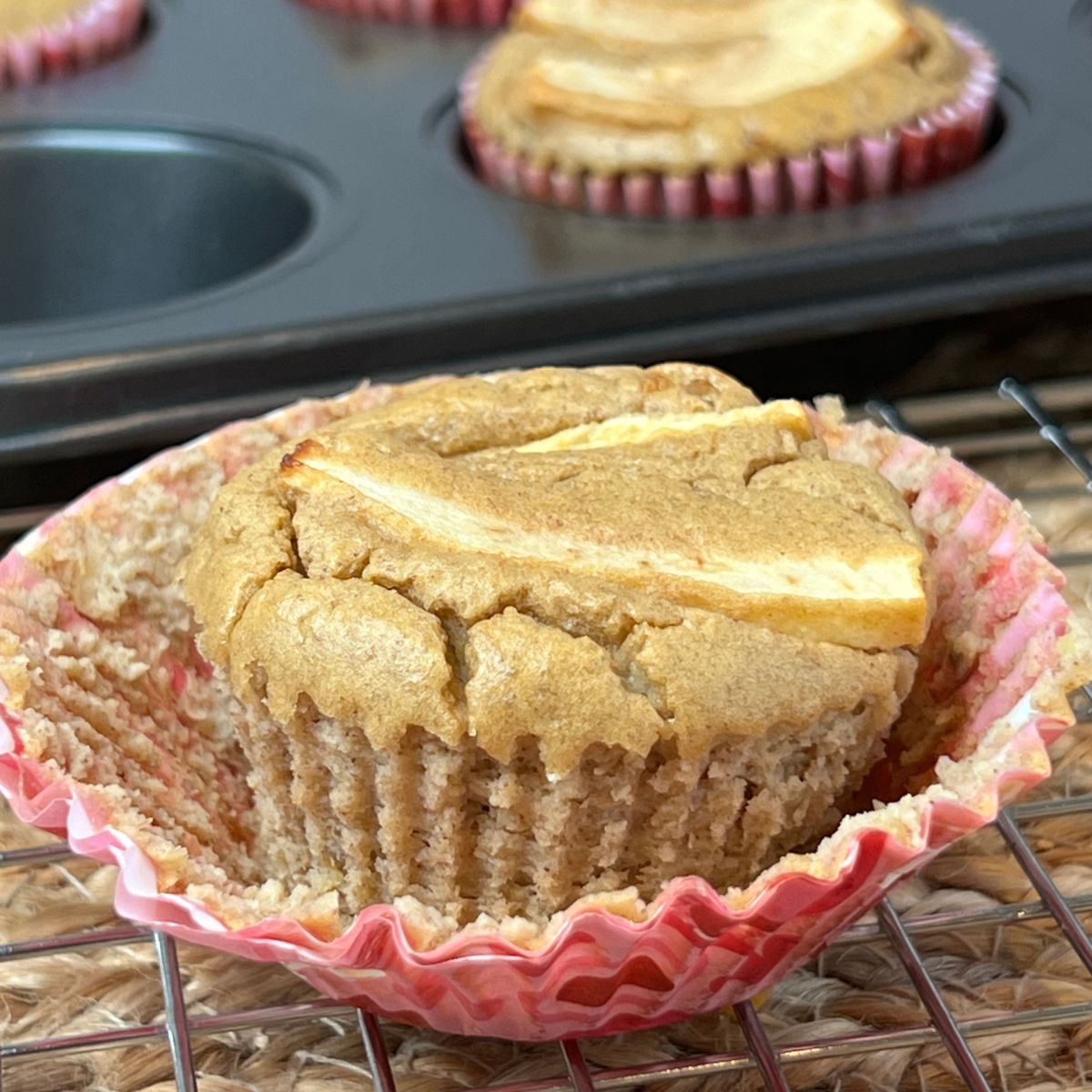 Healthy banana bread muffin In a paper liner