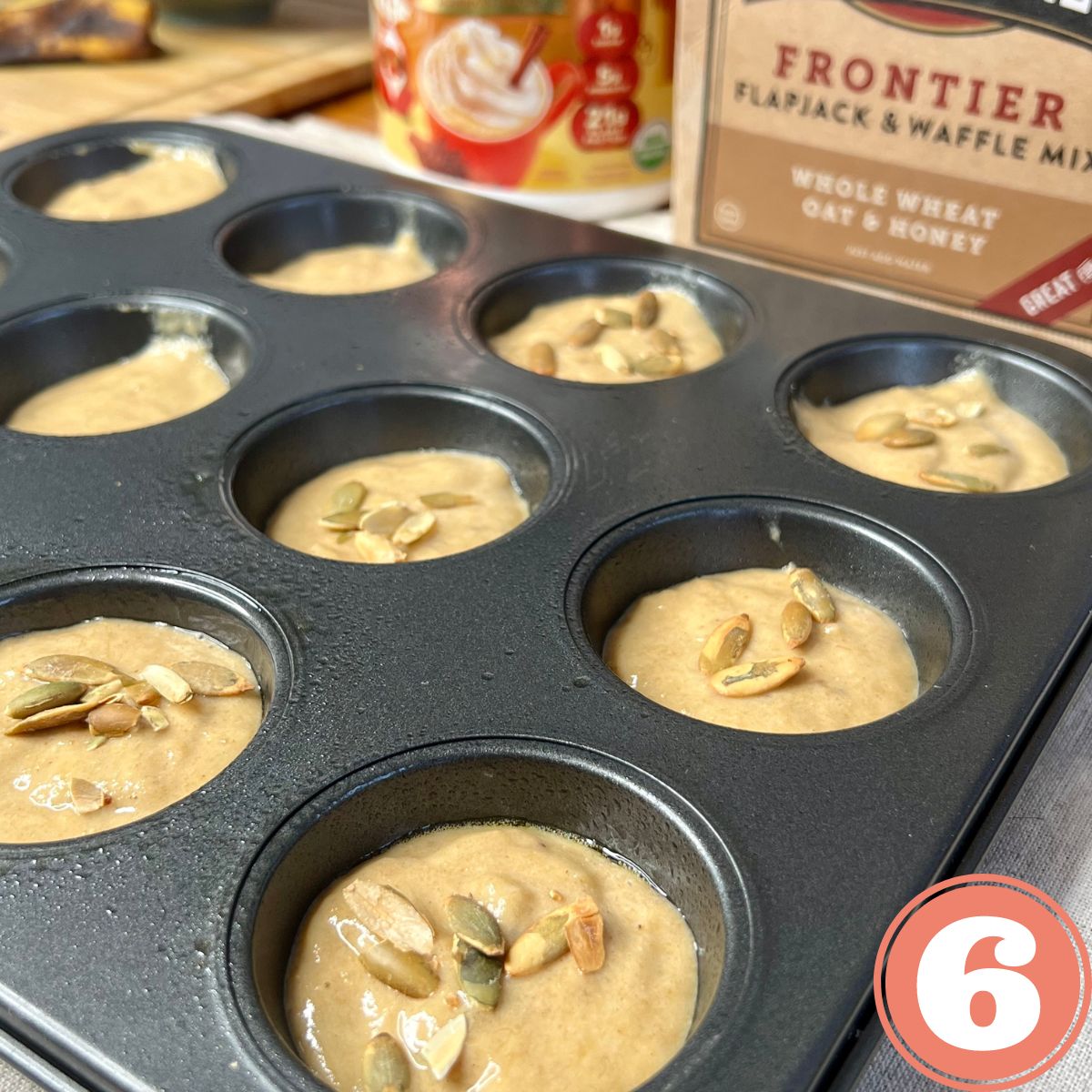 Kodiak pumpkin protein muffin batter in a muffin tin