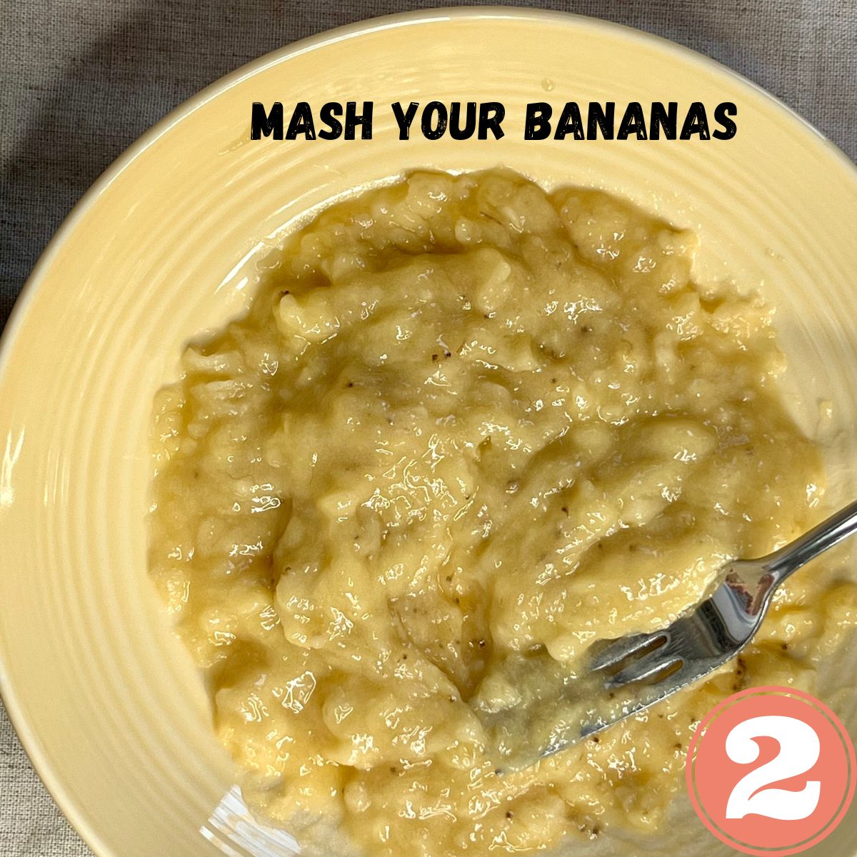 A bowl of smashed bananas