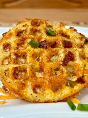 Weight Watchers Cheddar Hash Brown Waffle with chives and bacon bits