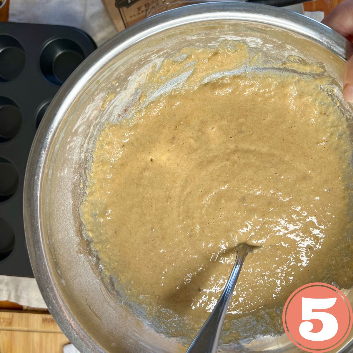 Kodiak Cakes pumpkin protein muffin batter in a bowl