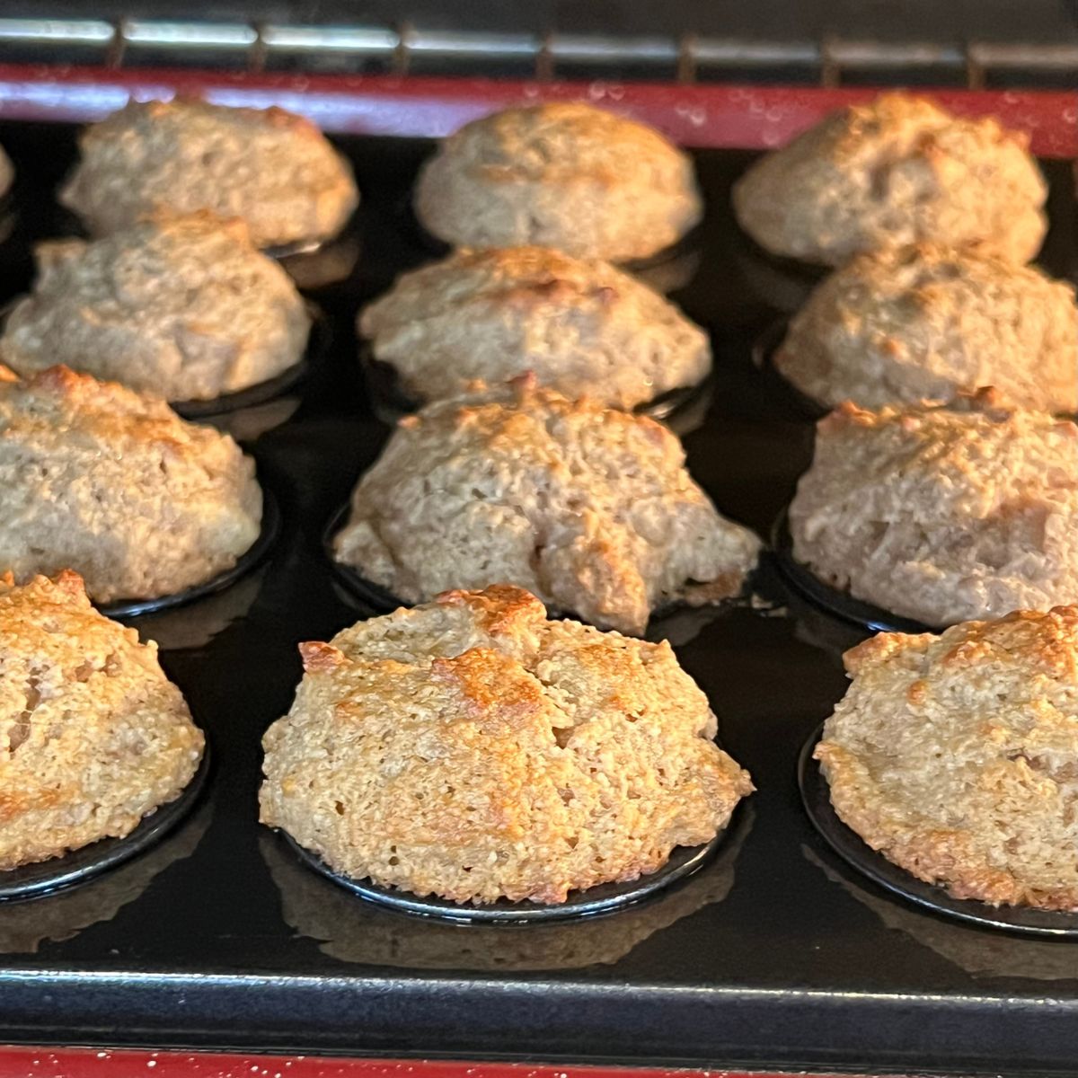 Banana Churro Mini Muffins baking in the oven