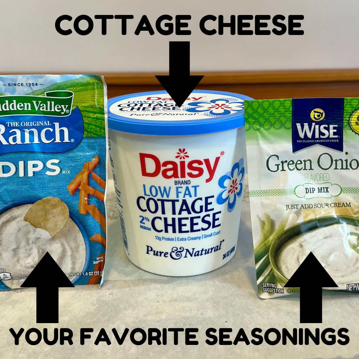 Cottage cheese and a packet of ranch seasoning