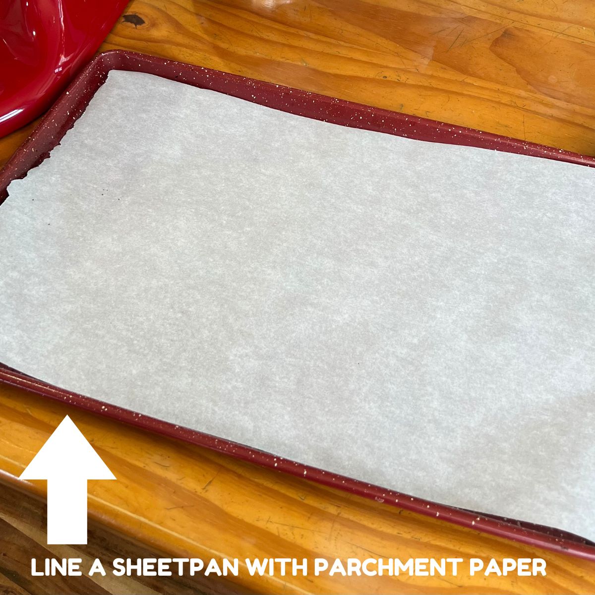 Sheetpan lined with parchment paper