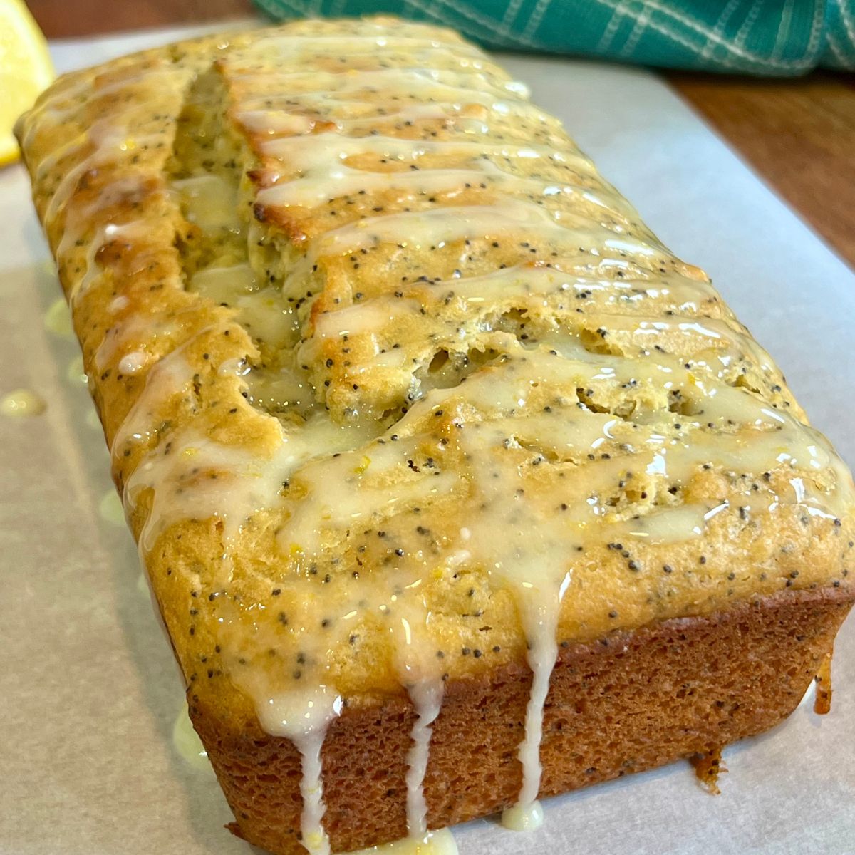 A glazed honey lemon loaf cake