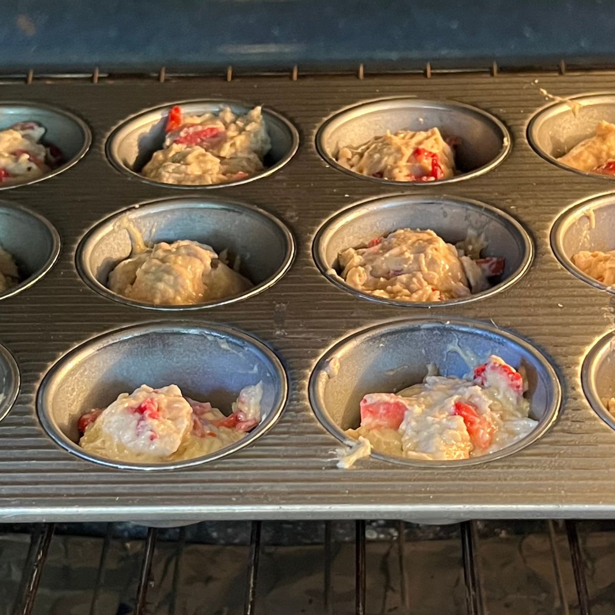 Baking healthy strawberry muffins in the oven
