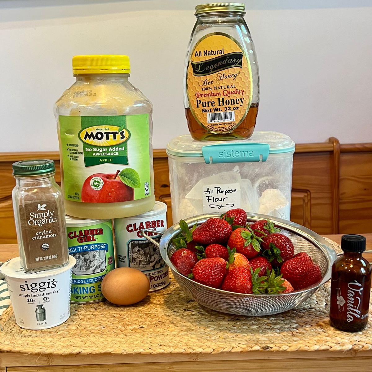 Healthy strawberry muffin ingredients
