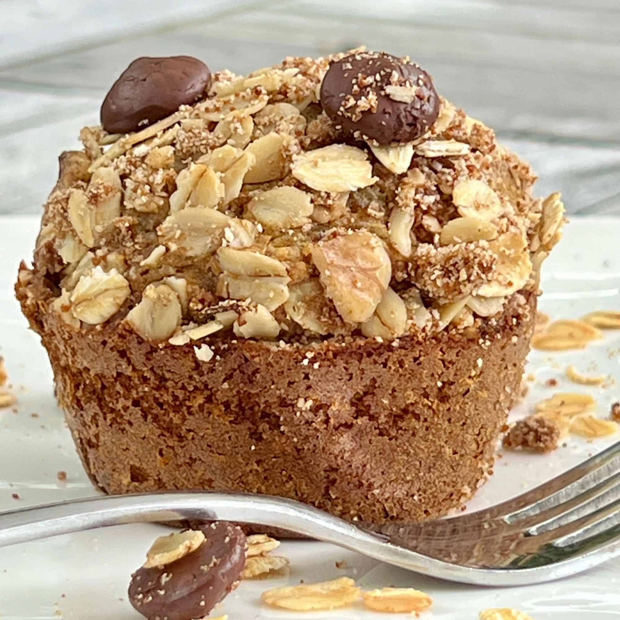 Chocolate Chip Banana Zucchini Muffin on a plate