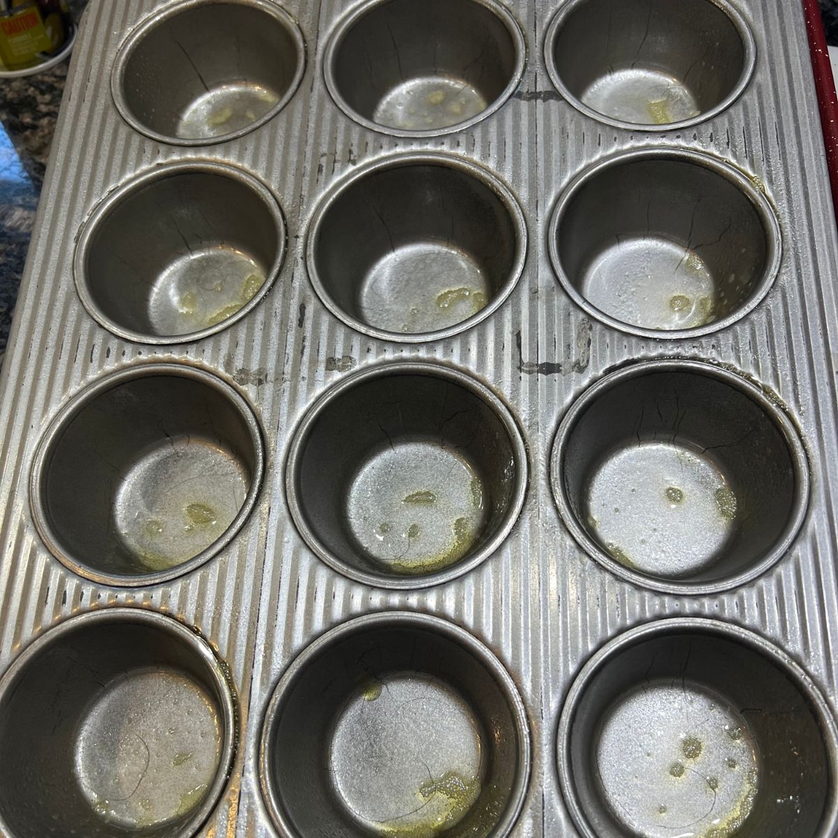 Greased muffin pan