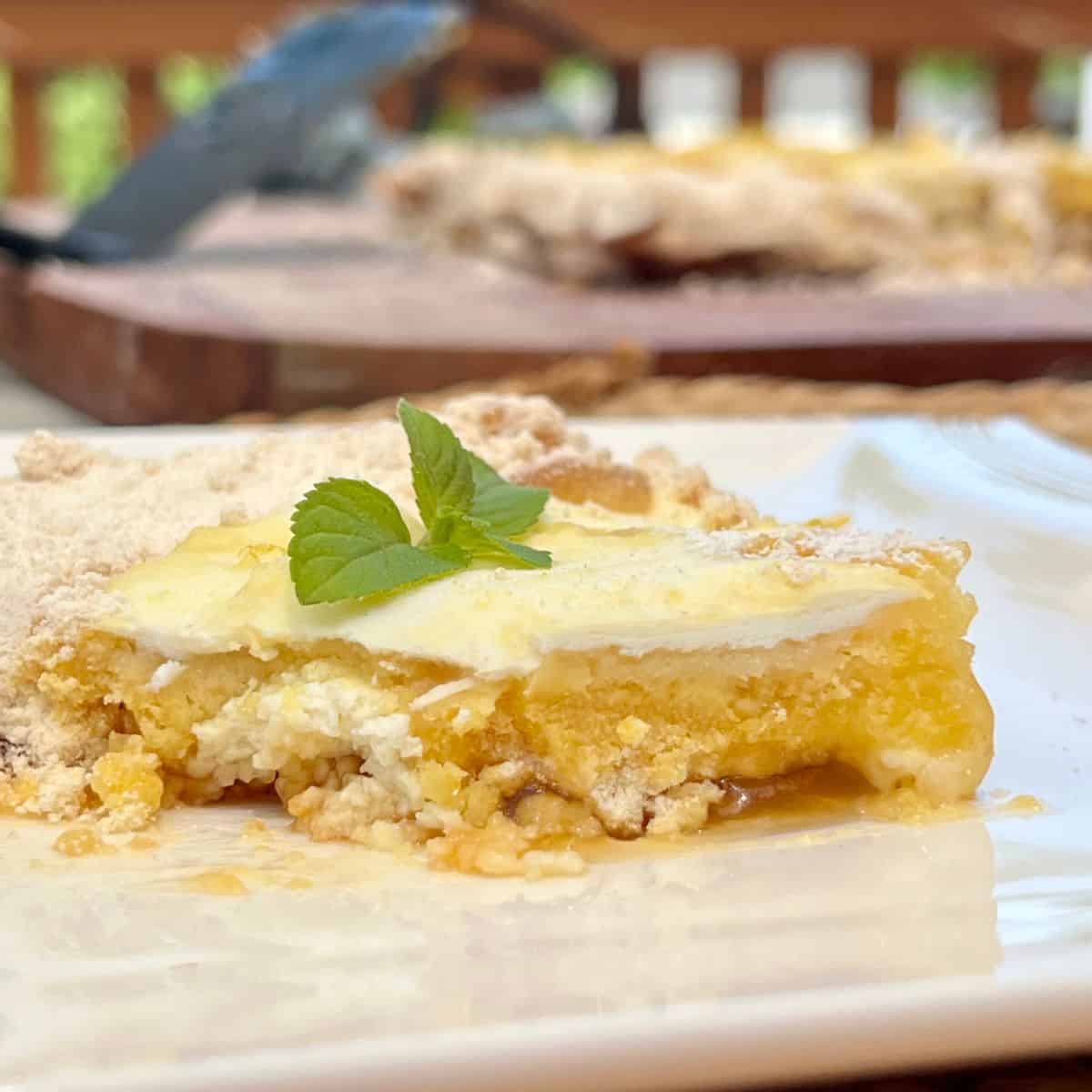 A slice of lemon curd cake