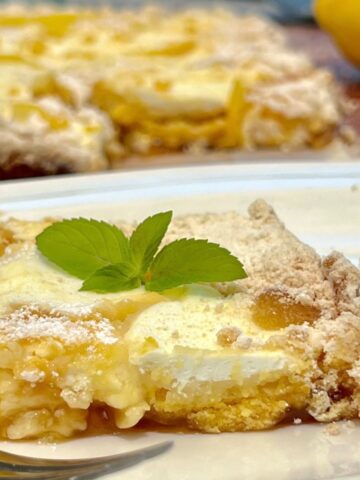 r Ingredient Lemon Curd Dump Cake on a white plate