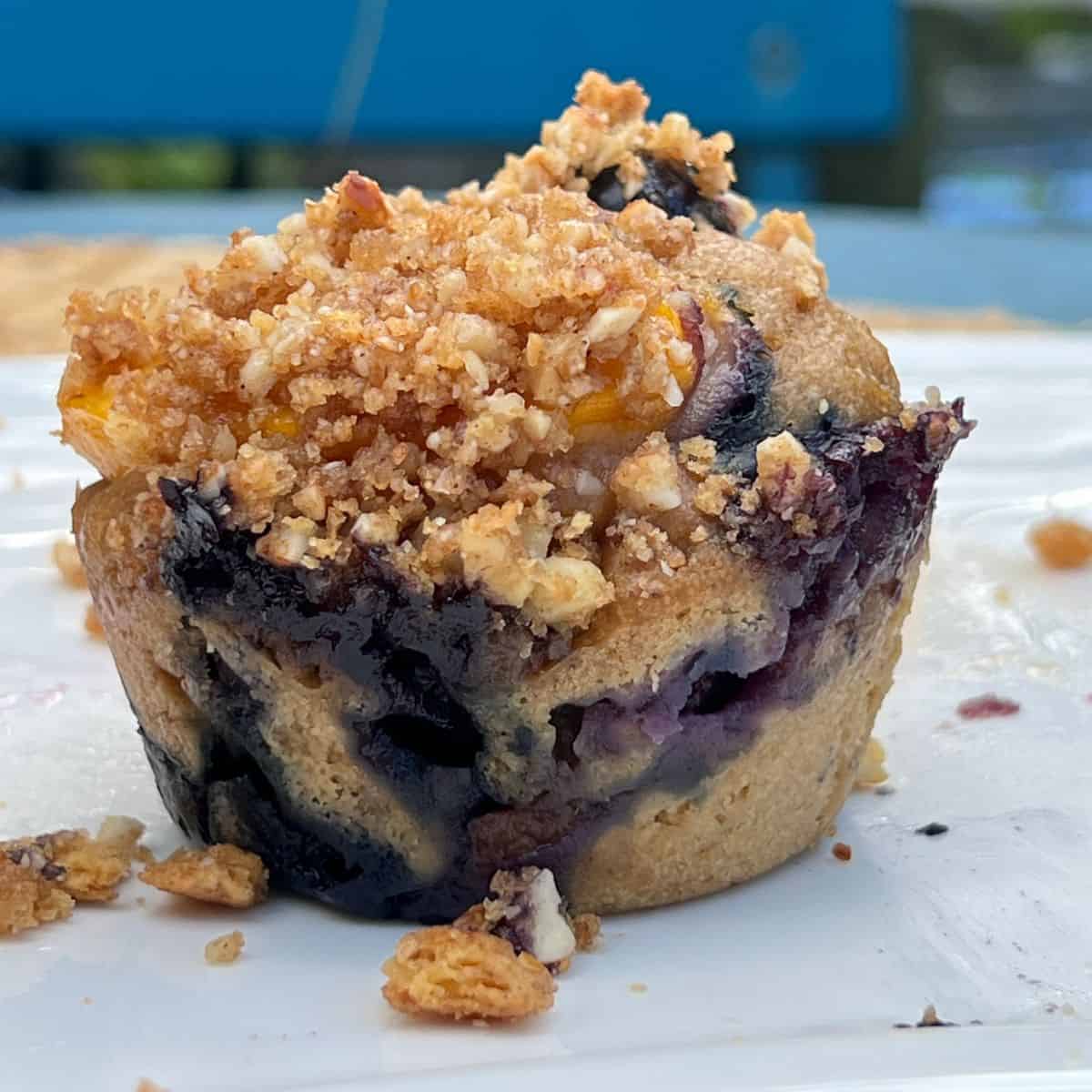 Healthy Peach Blueberry Muffin