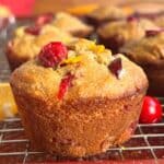 A healthy cranberry and orange muffin