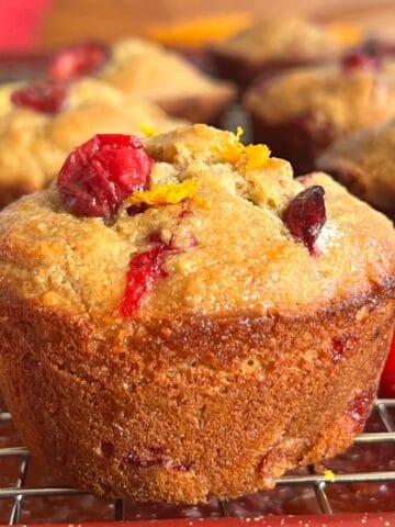 A healthy cranberry and orange muffin