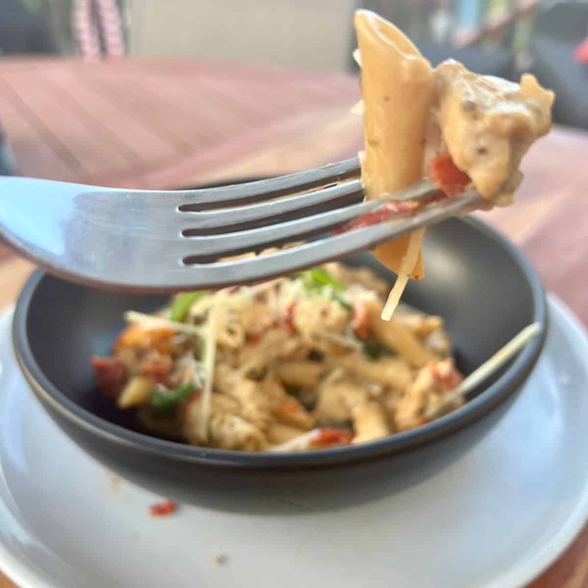 Creamy Marry Me Chicken Pasta ona fork