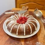 Raspberry topped nothing but the bundt cake