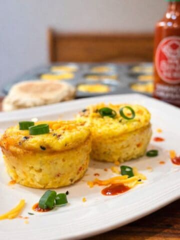 Two Easy High Protein Egg Bites with Cottage Cheese on a white plate