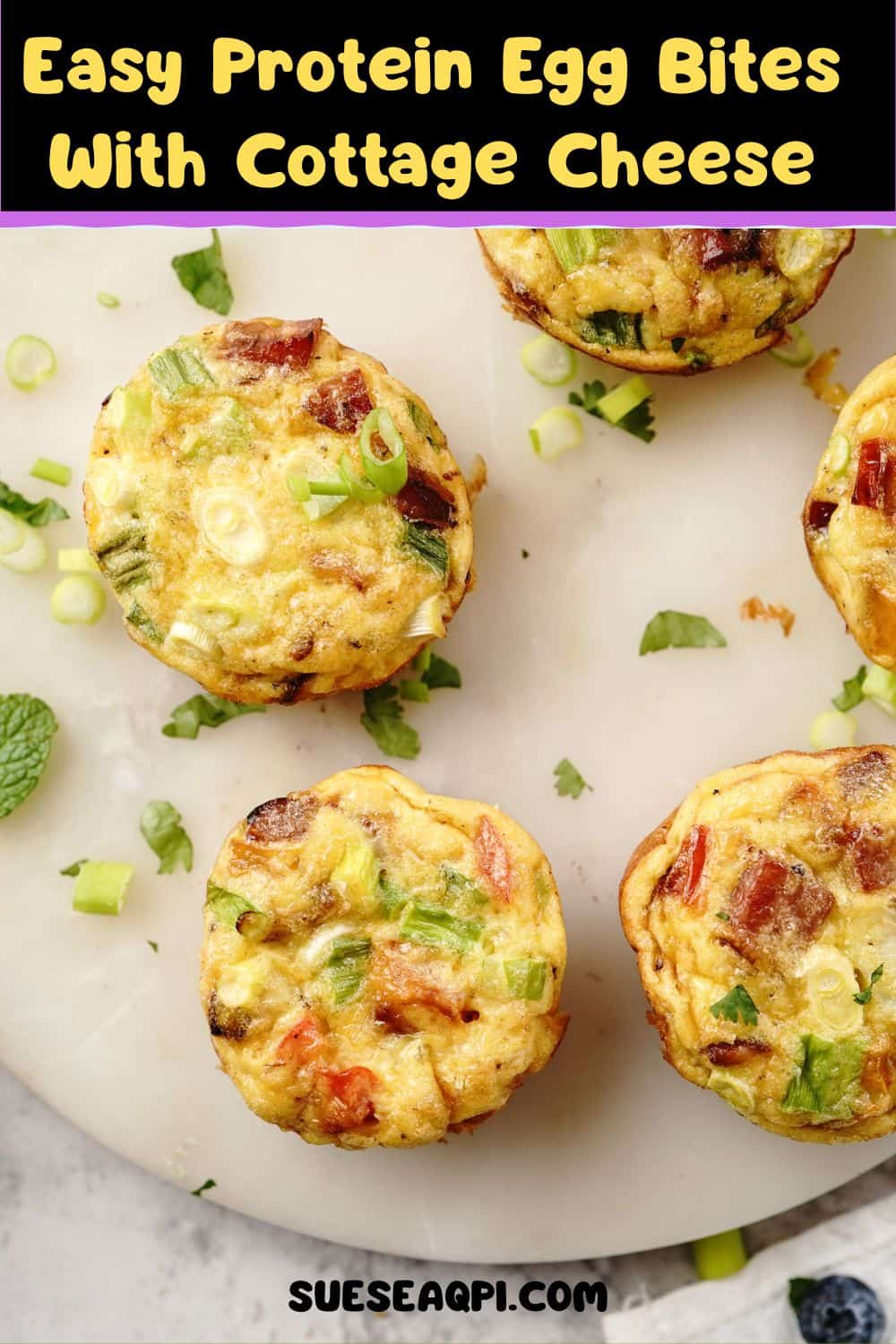 High protein egg bites on a plate