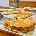 Sheetpan Beef Tacos on a baking pan