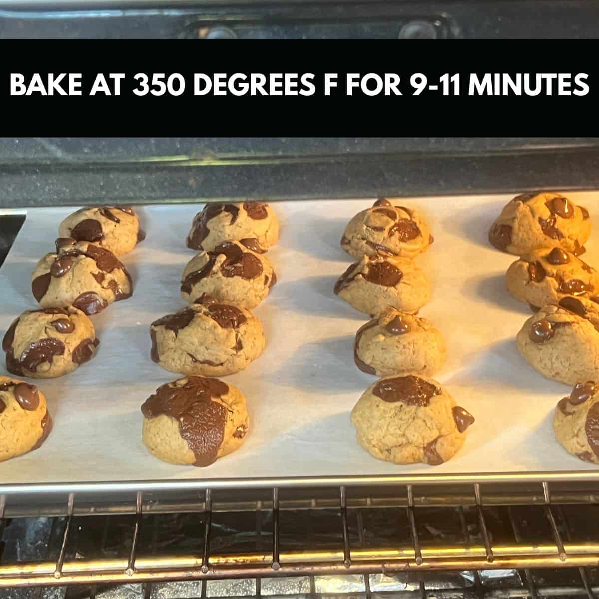 Baking chocolate chip cookies in the oven