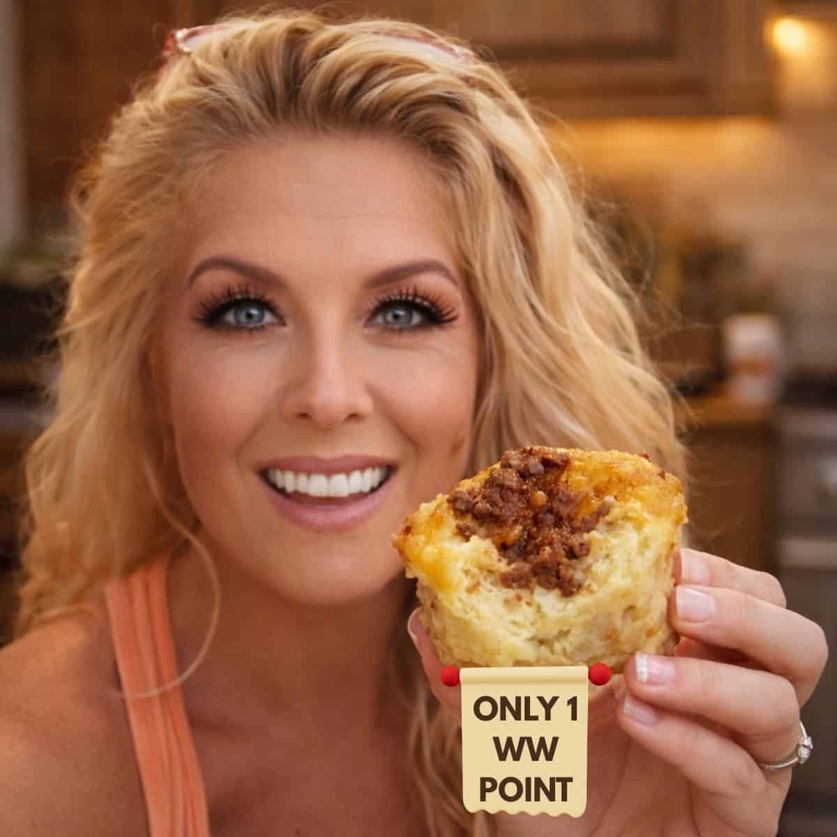 One point WW potato taco muffin in the hand of SueseaQpi