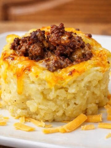 A Cheesy beef taco potato muffin